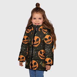 Куртка зимняя для девочки Хэллоуин тыквы, цвет: 3D-красный — фото 2