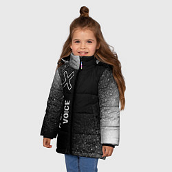 Куртка зимняя для девочки A Silent Voice glitch на темном фоне: по-вертикали, цвет: 3D-черный — фото 2