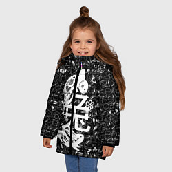 Куртка зимняя для девочки Happy chinese new year, black bunnies, цвет: 3D-черный — фото 2