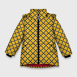 Куртка зимняя для девочки Черно-желтый клетчатый узор, цвет: 3D-красный