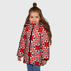 Куртка зимняя для девочки Белорусская вышивка - орнамент, цвет: 3D-черный — фото 2