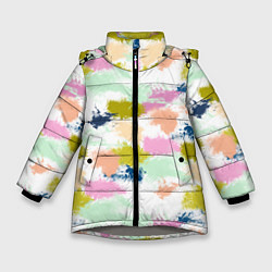 Куртка зимняя для девочки Разноцветные мазки красками модный узор, цвет: 3D-светло-серый