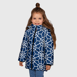 Куртка зимняя для девочки Синий узорчатый паттерн, цвет: 3D-светло-серый — фото 2