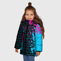 Куртка зимняя для девочки Elden Ring - neon gradient: по-вертикали, цвет: 3D-черный — фото 2