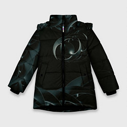 Куртка зимняя для девочки Изометрическая спираль во тьме, цвет: 3D-черный