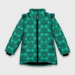 Куртка зимняя для девочки Абстракция бирюзовый, цвет: 3D-черный