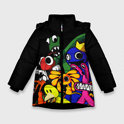 Куртка зимняя для девочки Персонажи из радужных друзей, цвет: 3D-черный