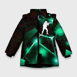Куртка зимняя для девочки Counter Strike разлом плит, цвет: 3D-черный