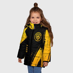 Куртка зимняя для девочки Manchester City - gold gradient: надпись, символ, цвет: 3D-черный — фото 2
