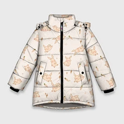 Куртка зимняя для девочки Милый кролик паттерн, цвет: 3D-светло-серый