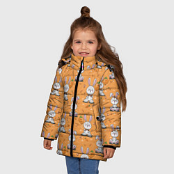 Куртка зимняя для девочки Паттерн из зайчиков, цвет: 3D-светло-серый — фото 2
