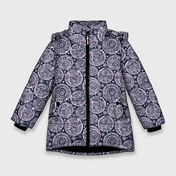 Куртка зимняя для девочки Круг с узором, цвет: 3D-черный