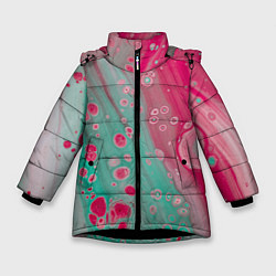 Куртка зимняя для девочки Розовые и голубые краски, цвет: 3D-черный