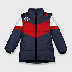 Куртка зимняя для девочки FIRM темно-синий с красной полосой, цвет: 3D-черный