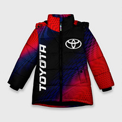 Куртка зимняя для девочки Toyota красный карбон, цвет: 3D-черный