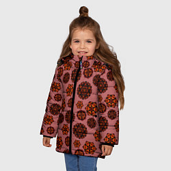 Куртка зимняя для девочки Мандалы на сливовом фоне, цвет: 3D-красный — фото 2