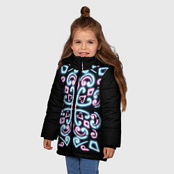 Куртка зимняя для девочки Неоновый узор, цвет: 3D-красный — фото 2