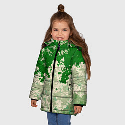 Куртка зимняя для девочки Абстракция в зелёных тонах, цвет: 3D-красный — фото 2