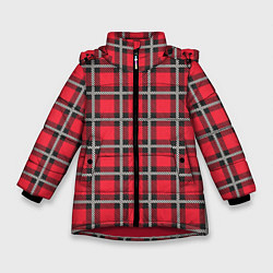 Куртка зимняя для девочки Красная шотландская клетка, цвет: 3D-красный