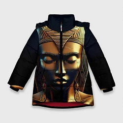 Куртка зимняя для девочки Нейросеть - золотая статуя египетской царицы, цвет: 3D-красный