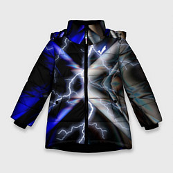 Куртка зимняя для девочки Молния в космосе, цвет: 3D-черный