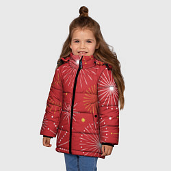 Куртка зимняя для девочки Горящие снежинки, цвет: 3D-красный — фото 2