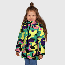 Куртка зимняя для девочки Неоновый камуфляж, цвет: 3D-черный — фото 2