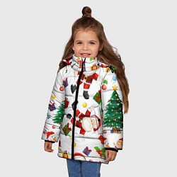 Куртка зимняя для девочки Танцы с Сантой возле ёлки, цвет: 3D-красный — фото 2