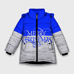 Куртка зимняя для девочки Merry Christmas синий, цвет: 3D-черный