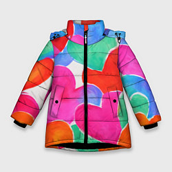 Куртка зимняя для девочки Сердечный день, цвет: 3D-черный