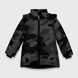 Куртка зимняя для девочки Черный ночной камуфляж, цвет: 3D-черный