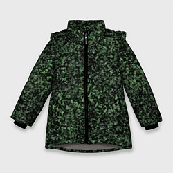 Куртка зимняя для девочки Черный и зеленый камуфляжный, цвет: 3D-светло-серый