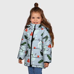 Куртка зимняя для девочки Снеговики и ягодки, цвет: 3D-светло-серый — фото 2