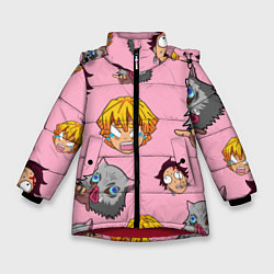 Куртка зимняя для девочки Главные герои из аниме клинок, цвет: 3D-красный