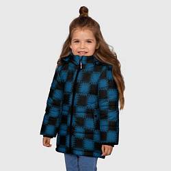 Куртка зимняя для девочки Черно синий узор в клетку, цвет: 3D-светло-серый — фото 2