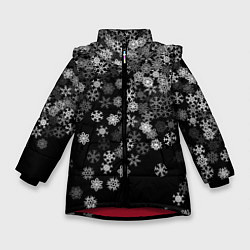 Куртка зимняя для девочки Пушистые снежинки, цвет: 3D-красный