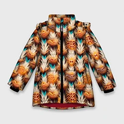 Куртка зимняя для девочки Боевое одеяние шамана, цвет: 3D-красный