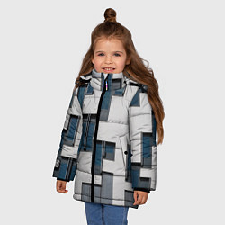 Куртка зимняя для девочки Абстрактный лабиринт из окон и стен, цвет: 3D-черный — фото 2