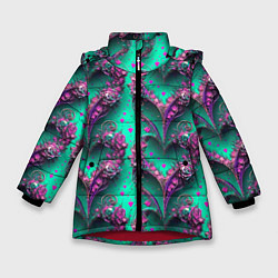 Куртка зимняя для девочки Паттерн сердца из цветов, цвет: 3D-красный