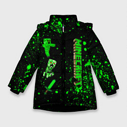 Куртка зимняя для девочки Minecraft - разный крипер, цвет: 3D-черный