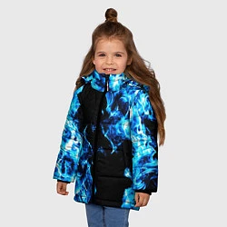 Куртка зимняя для девочки Красивый синий огонь, цвет: 3D-черный — фото 2
