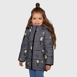 Куртка зимняя для девочки Уэнсдей, Вещь и вороны - паттерн, цвет: 3D-черный — фото 2