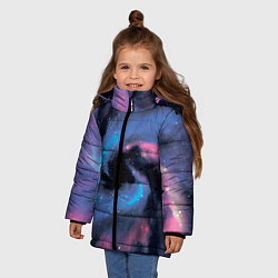 Куртка зимняя для девочки Ручная роспись галактики акварелью, цвет: 3D-красный — фото 2