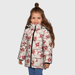 Куртка зимняя для девочки Нежность цветов, цвет: 3D-светло-серый — фото 2