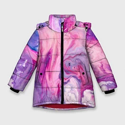 Куртка зимняя для девочки Разлитая смешанная краска, цвет: 3D-красный