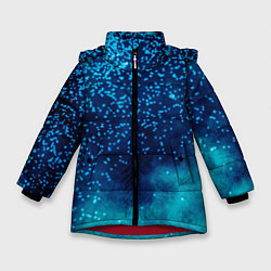 Куртка зимняя для девочки Градиент голубой и синий текстурный с блестками, цвет: 3D-красный