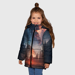 Куртка зимняя для девочки Млечный путь над пейзажем, цвет: 3D-светло-серый — фото 2