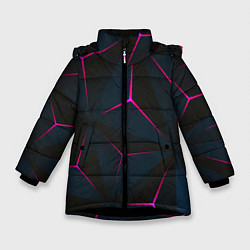 Куртка зимняя для девочки Доспехи абстрактная броня, цвет: 3D-черный