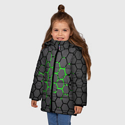 Куртка зимняя для девочки Абстрактыные соты, цвет: 3D-красный — фото 2