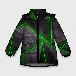 Куртка зимняя для девочки Stripes Abstract green, цвет: 3D-светло-серый